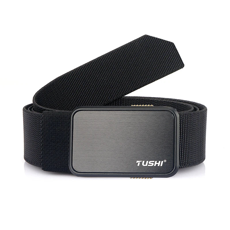 VATLTY 35mm Men's Elastic Belt Zinc Alloy Quick Release Buckle Black 120cm