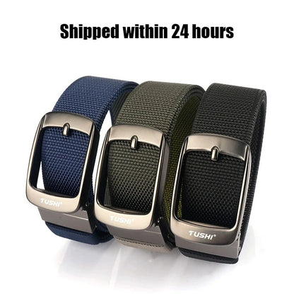 Reversible Belt Alloy Automatic Buckle Real Nylon 34mm Two Color Girdle