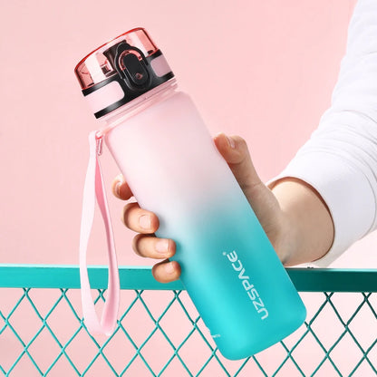UZSPACE 500ml Sports Water Bottle Bounce Lid BPA Free pink and cyan 500ml