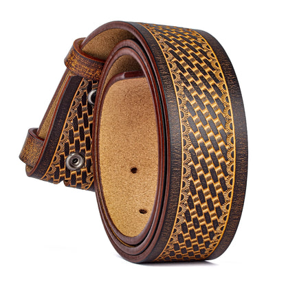 Genuine Leather Belt Body for Men Without Buckle, Western Cowboy
