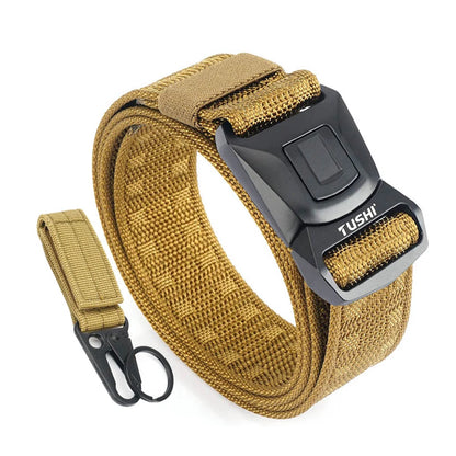 VATLTY Official Authentic Army Tactical Belt For Men Anti-Rust Alloy Buckle Wolf brown set 125cm