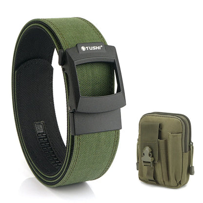 VATLTY 4.3cm Hard Tactical Gun Belt Metal Automatic Buckle Thick Nylon ArmyGreen set B 120cm