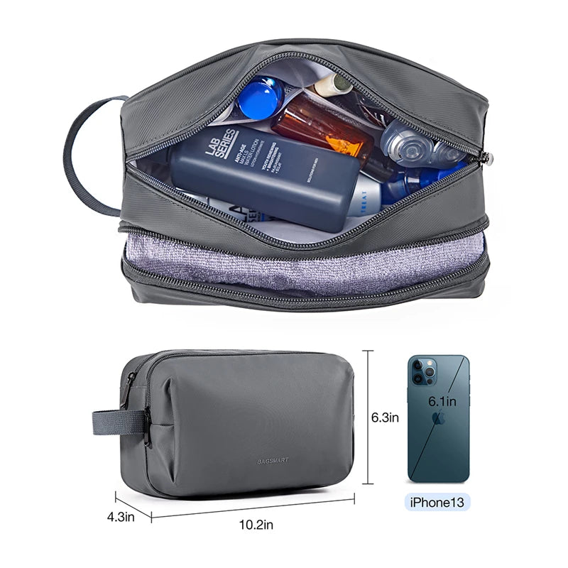 Women's Cosmetic Bag BAGSMART Waterproof Dopp Kit for Travel Grey S