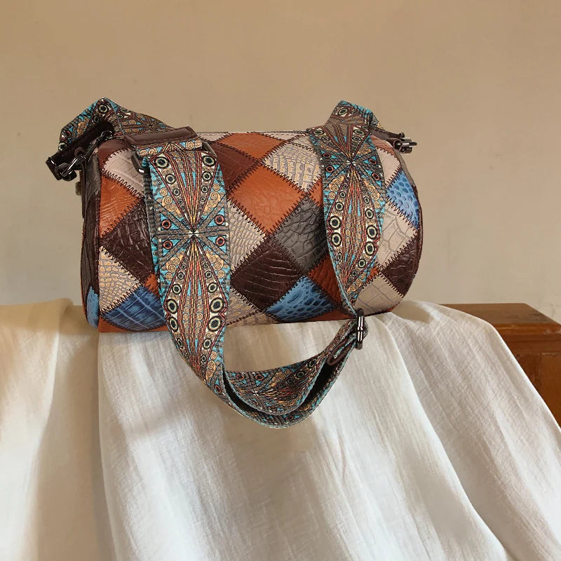 Multicolor Shoulder Bag for Women Genuine Leather Crossbody Vintage Bag