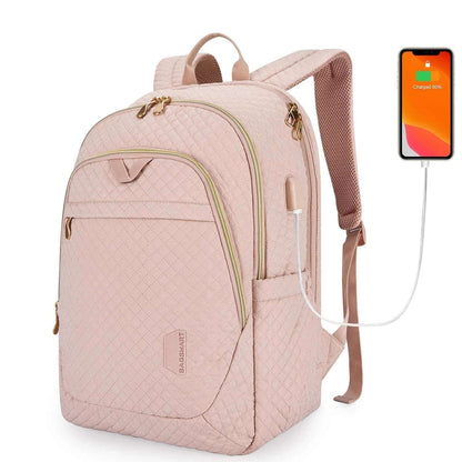 BAGSMART Men's/Women's Backpack Anti-theft Large Waterproof with USB Charging Port 15.6inch laptop Rose