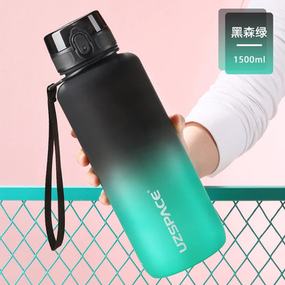 UZSPACE 350ML Water bottle Tritan BPA Free Black and Green 1.5L