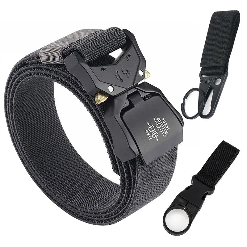 VATLTY 140cm Elastic Belt For Men Strong Nylon Tactical Belt Dark gray set