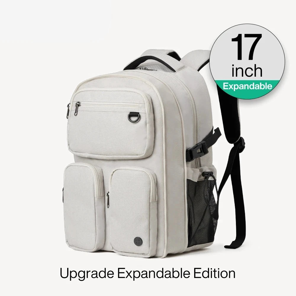 Mixi Original Design Laptop Backpack Travel Lightweight 15.6" Waterproof White(Expandable) 17 inch