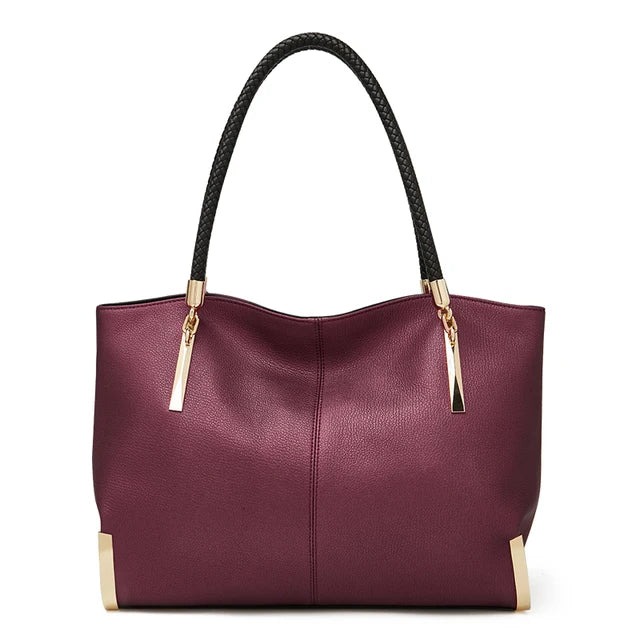 FOXER Brand Stylish Women Cowhide Leather Handbag Red wine