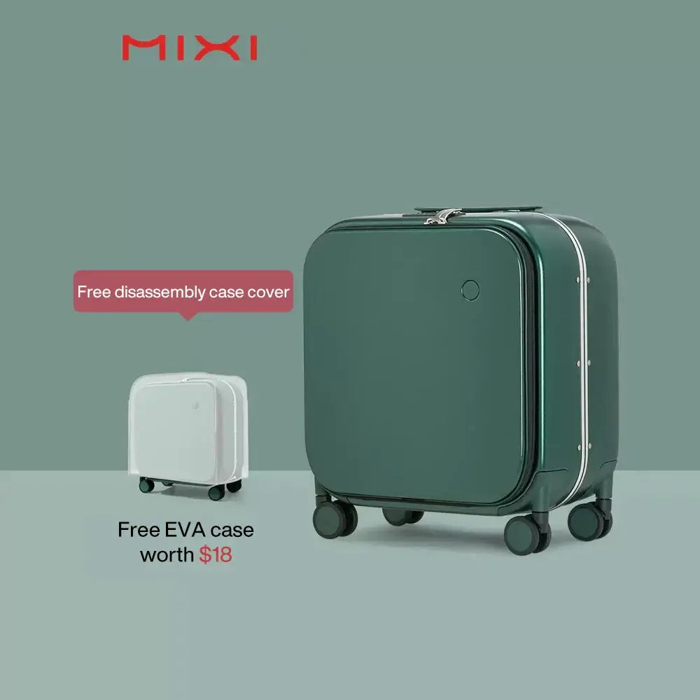 MIXI Carry On Suitcase 18 Inch Aluminum Frame Blackish Green