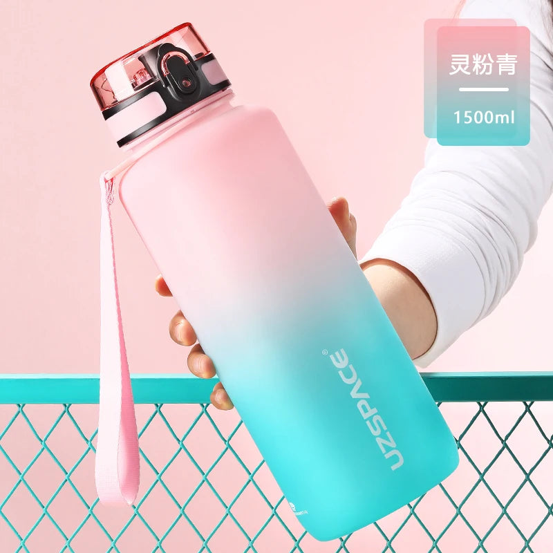 UZSPACE 350ML Water bottle Tritan BPA Free Pink and Cyan 1.5L