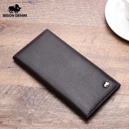 BISON DENIM Cowskin Long Purse For Men Wallet