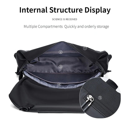 BISON DENIM Fashion Men Crossbody Bags Large Capacity Messenger Bag Shoulder Chest Sport Travel School Bag For IPad Laptop Book