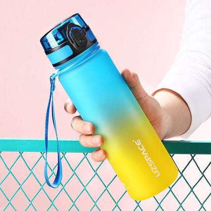 UZSPACE 500ml Sports Water Bottle Bounce Lid BPA Free blue and yellow 500ml