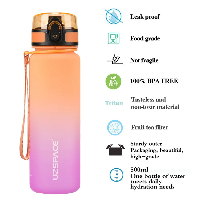 UZSPACE 500ml Sports Water Bottle Bounce Lid BPA Free
