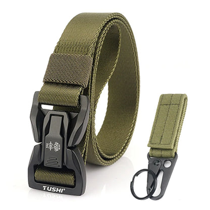 VATLTY New 2.5cm Techwear Hip Hop Nylon Belt Alloy Quick Release Buckle ArmyGreen set 125cm