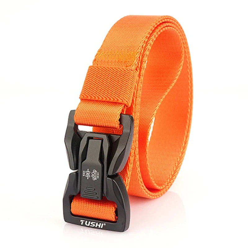 VATLTY New 2.5cm Techwear Hip Hop Nylon Belt Alloy Quick Release Buckle Orange 125cm