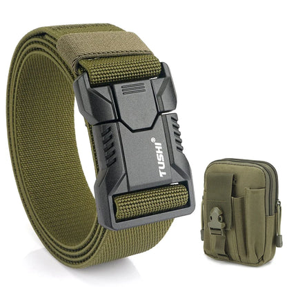 VATLTY New Tactical Outdoor Belt for Men and Women Aluminum Alloy Buckle ArmyGreen set B 125cm