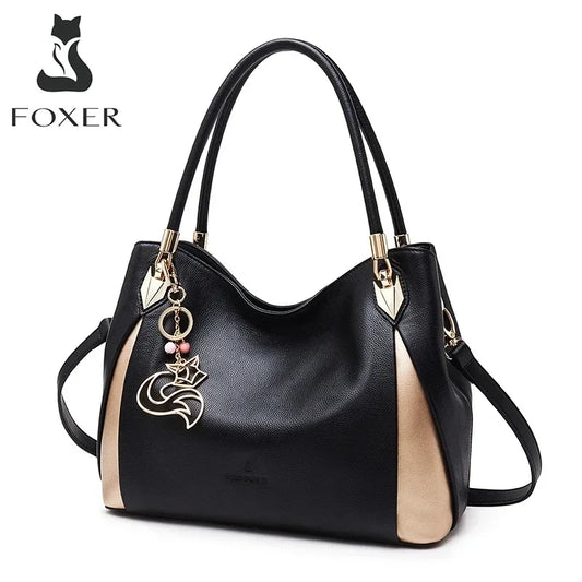 FOXER Women's Cowhide Handbag Female Genuine Leather