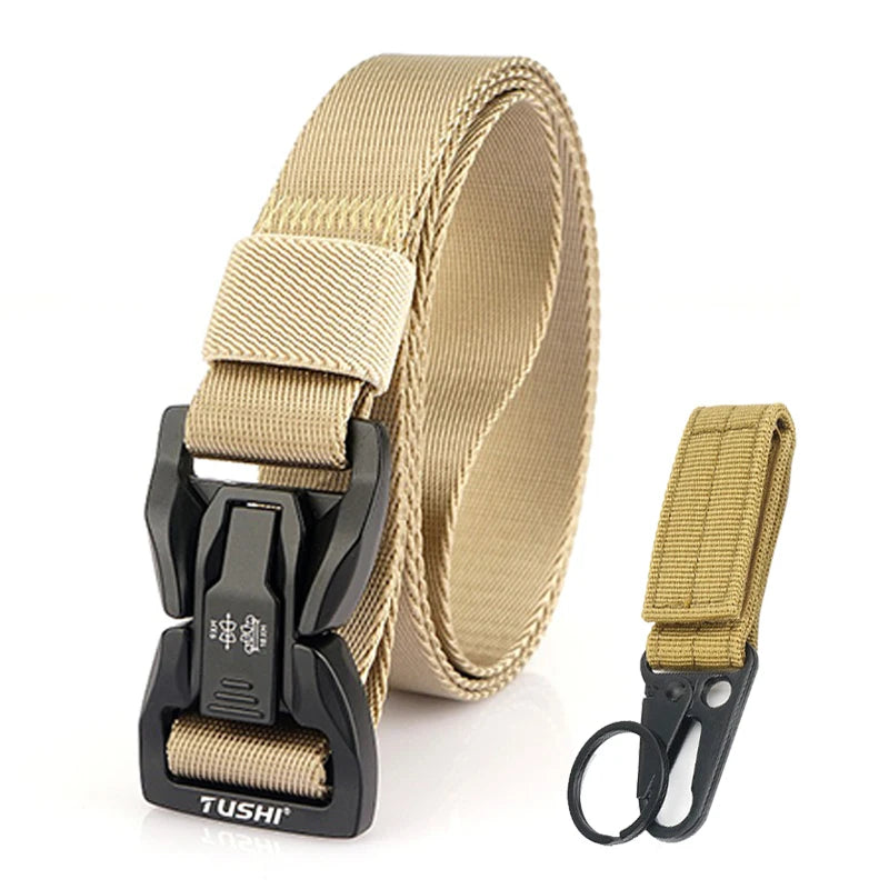 VATLTY New 2.5cm Techwear Hip Hop Nylon Belt Alloy Quick Release Buckle Navy bue set 1 125cm