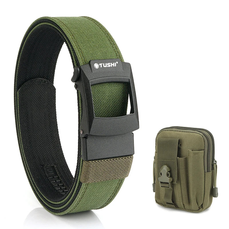 VATLTY Work Tool Belt for Men Tight Nylon Metal Automatic Buckle ArmyGreen set B 120cm