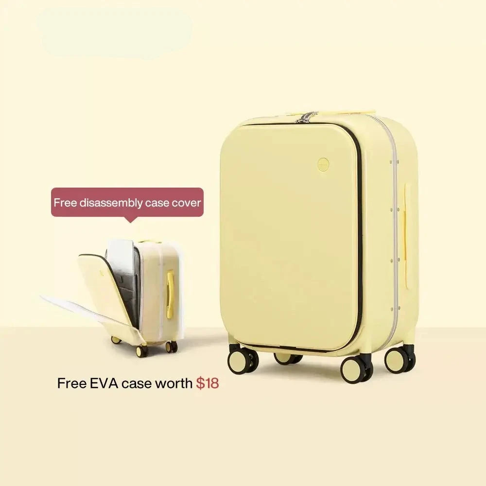 MIXI Brand Luxury Design Carry On Suitcase TSA Lock 18, 20, 24 Inch Yellow 20 inch