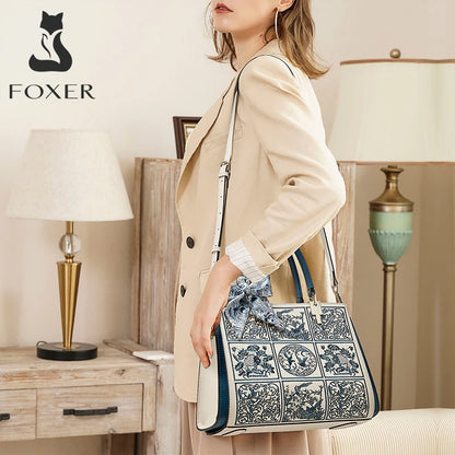 FOXER Women Crossbody Shoulder Bag Chic Split Leather