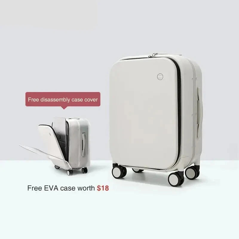 MIXI Brand Luxury Design Carry On Suitcase TSA Lock 18, 20, 24 Inch White 20 inch
