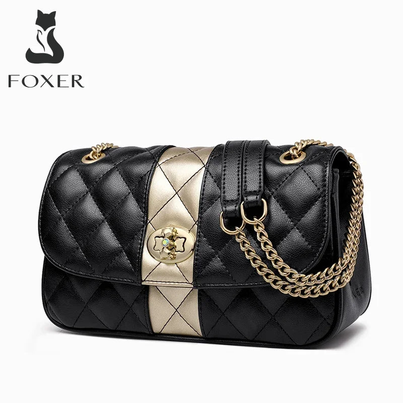 FOXER Women Crossbody Bag Diamond Lattice Handbag