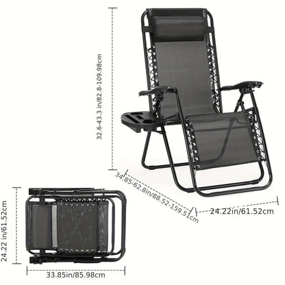 Set Of 2 Zero Gravity Lounge Chairs, Ergonomic Adjustable Lying Angle Sturdy Steel& Mesh Support 60 Chair OK•PhotoFineArt OK•PhotoFineArt