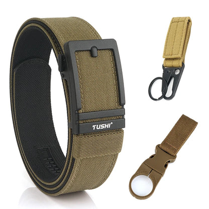 VATLTY New Men's Military Tactical Outdoor Casual Belt Automatic Dark brown set A 120cm