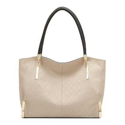 FOXER Brand Stylish Women Cowhide Leather Handbag Beige