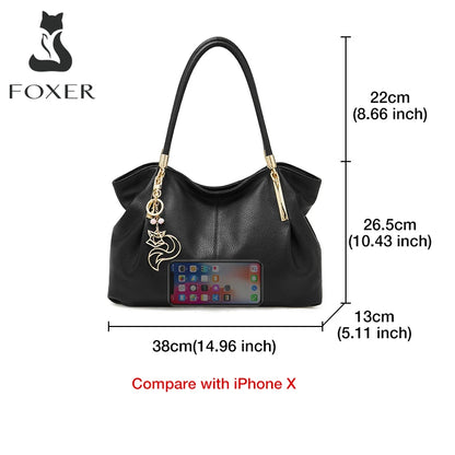 FOXER Brand Women Genuine Cow Leather Shoulder Bag