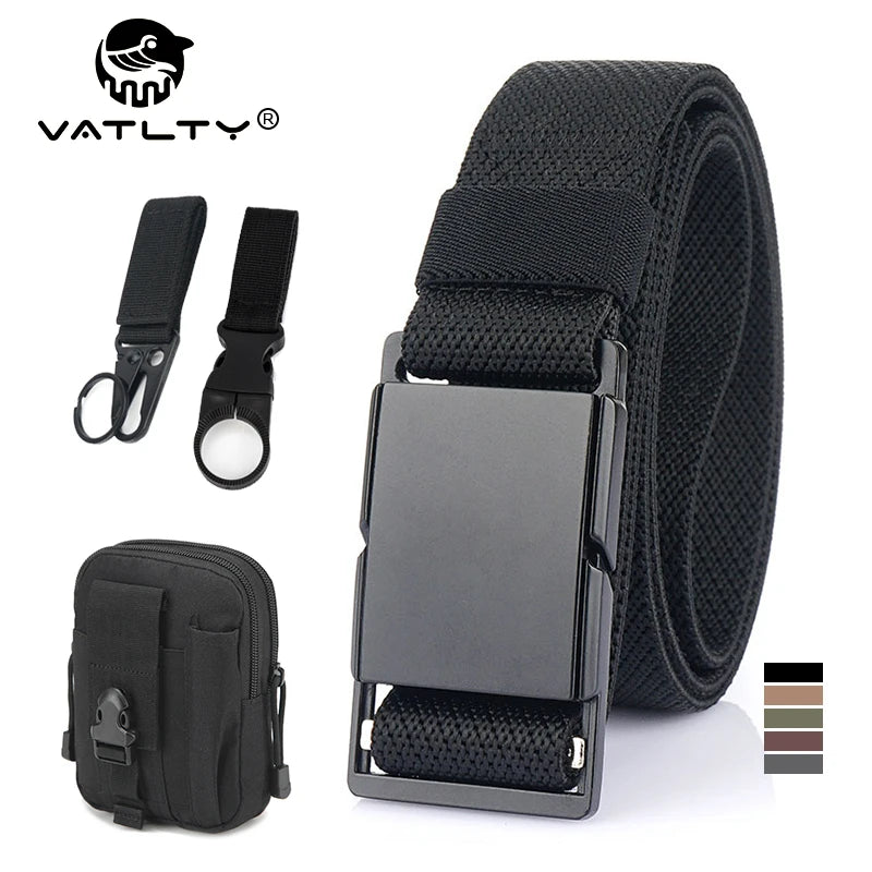 VATLTY 3.4cm Elastic Casual Belt for Men Metal Magnetic Buckle