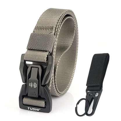 VATLTY New 2.5cm Techwear Hip Hop Nylon Belt Alloy Quick Release Buckle Gray set 125cm