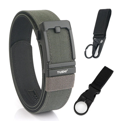 VATLTY New Tactical Pistol Airsoft Belt for Men Metal Automatic Buckle Gray set A 120cm