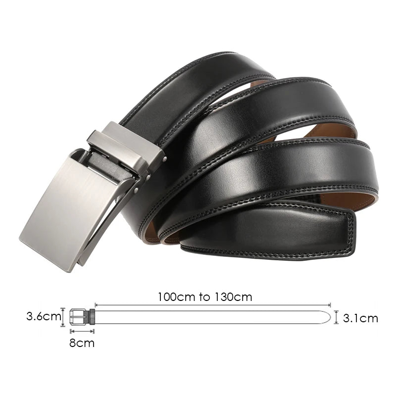 VATLTY Leather Cowhide Belt for Men Alloy Automatic Buckle