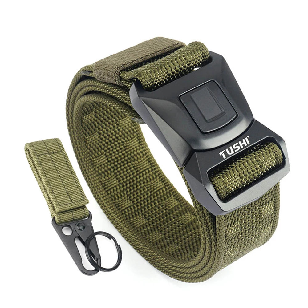 VATLTY Official Authentic Army Tactical Belt For Men Anti-Rust Alloy Buckle ArmyGreen set 125cm
