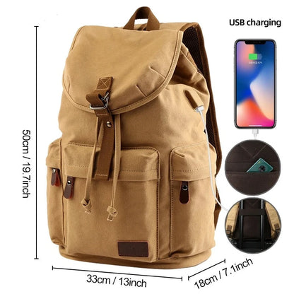 TANGHAO Canvas Backpack Unisex Vintage Casual 17 inch Canvas-17 inch 1