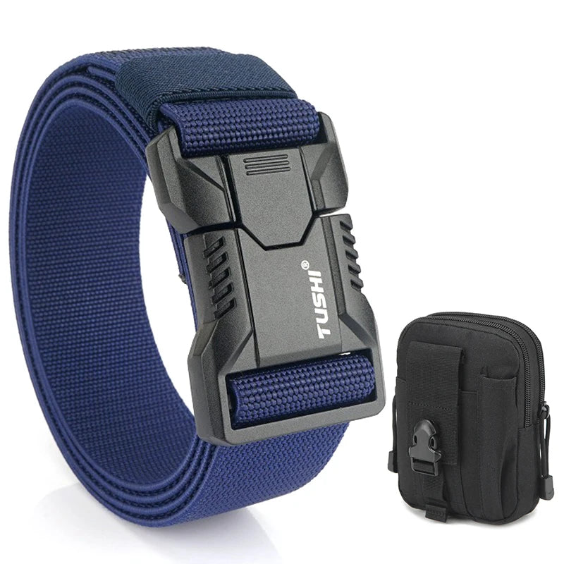 VATLTY New Tactical Outdoor Belt for Men and Women Aluminum Alloy Buckle Navy blue set B 125cm