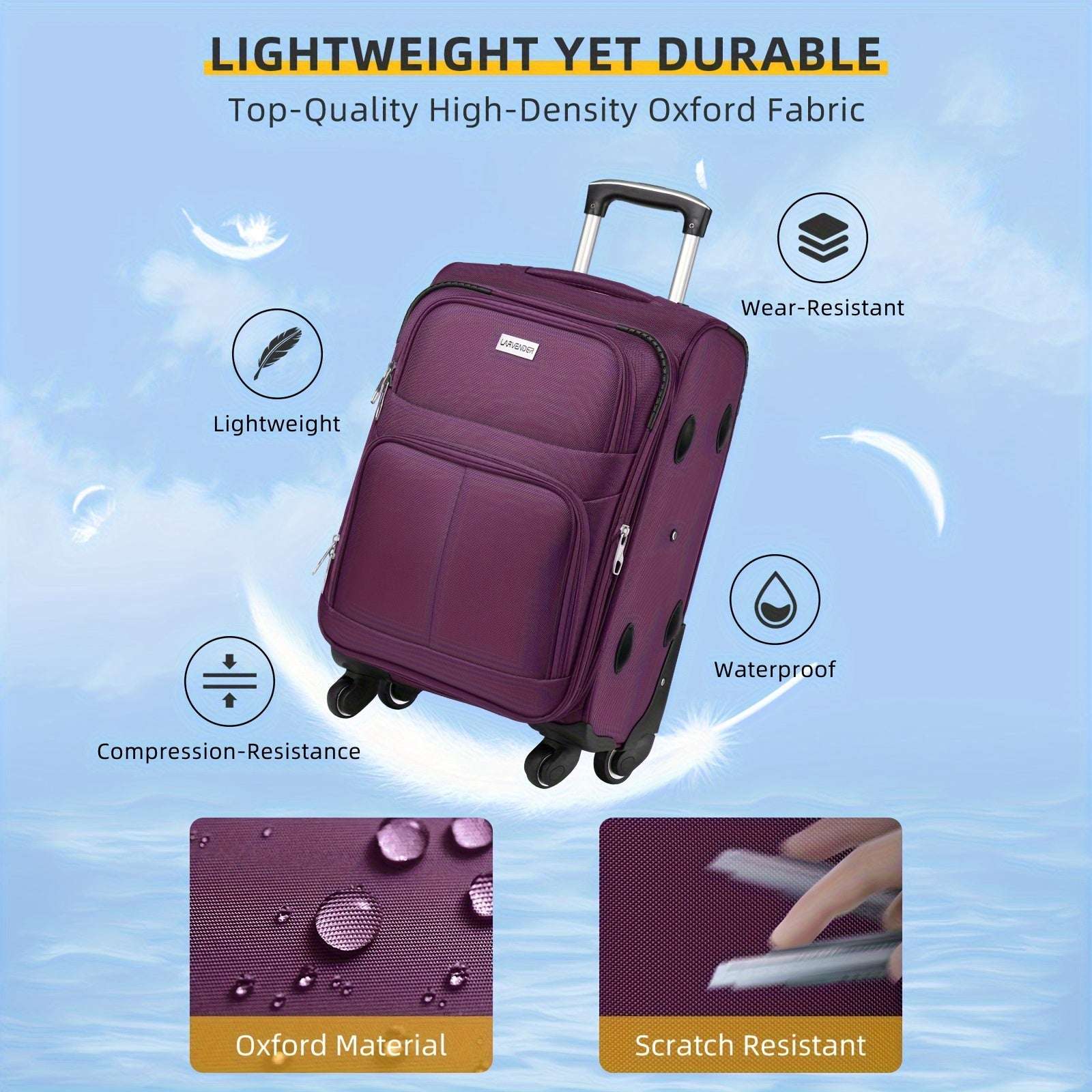 Softside Luggage Set 3 Pcs, Carry on Luggage 22x14x9 Airline Approved with TSA Lock Spinner Wheels 95 OK•PhotoFineArt OK•PhotoFineArt