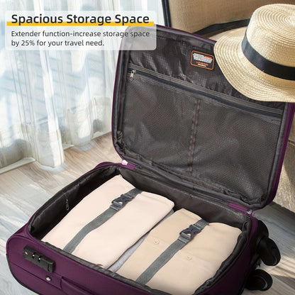 Softside Luggage Set 3 Pcs, Carry on Luggage 22x14x9 Airline Approved with TSA Lock Spinner Wheels 95 OK•PhotoFineArt OK•PhotoFineArt