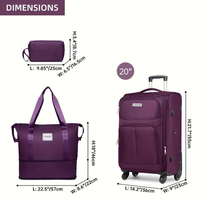 Softside Luggage Set 3 Pcs, Carry on Luggage 22x14x9 Airline Approved with TSA Lock Spinner Wheels 95 OK•PhotoFineArt OK•PhotoFineArt