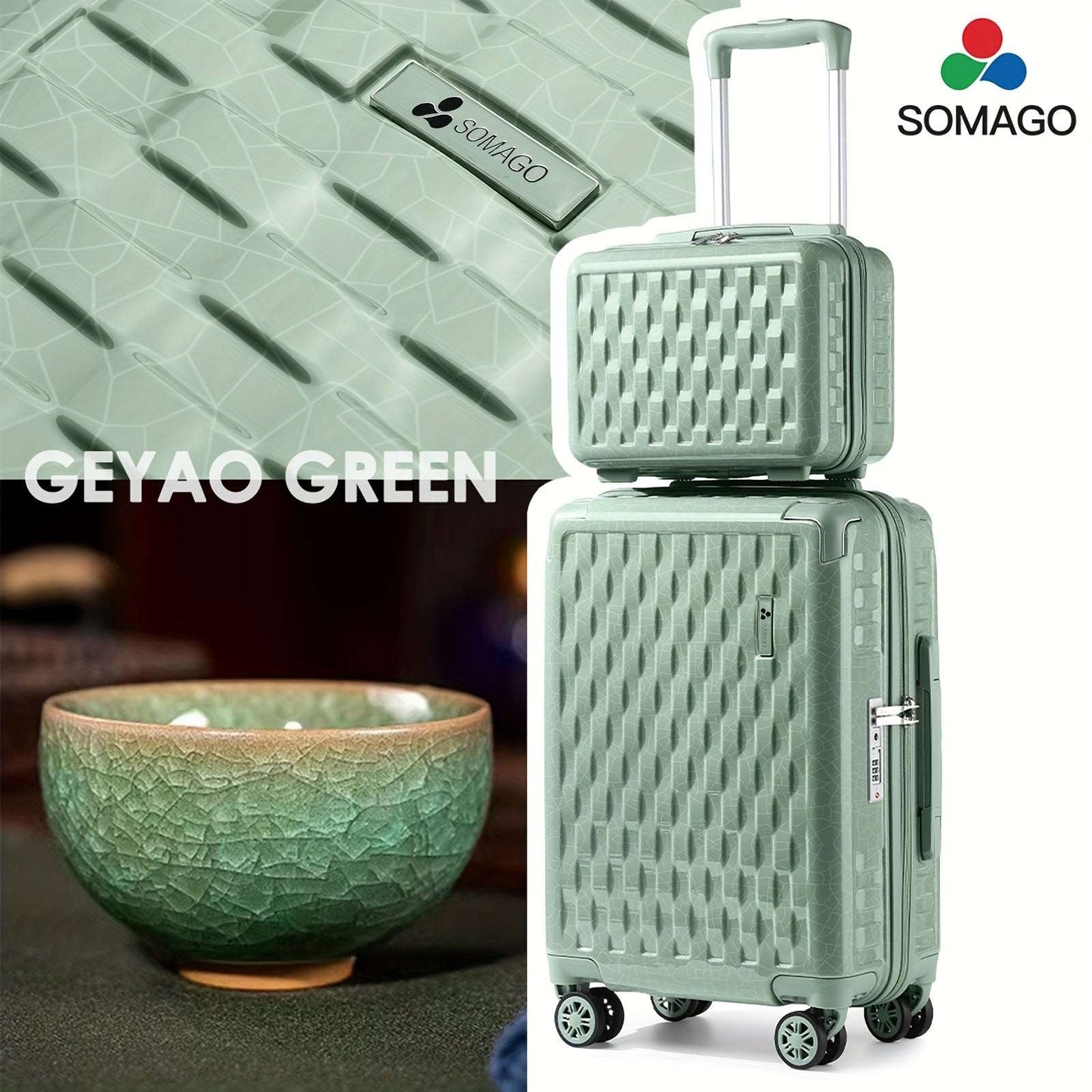 Somago 20 Inch Airline Approved Hardside Spinner Luggage, YKK Zippers, TSA Lock 127 Luggage Somago OK•PhotoFineArt