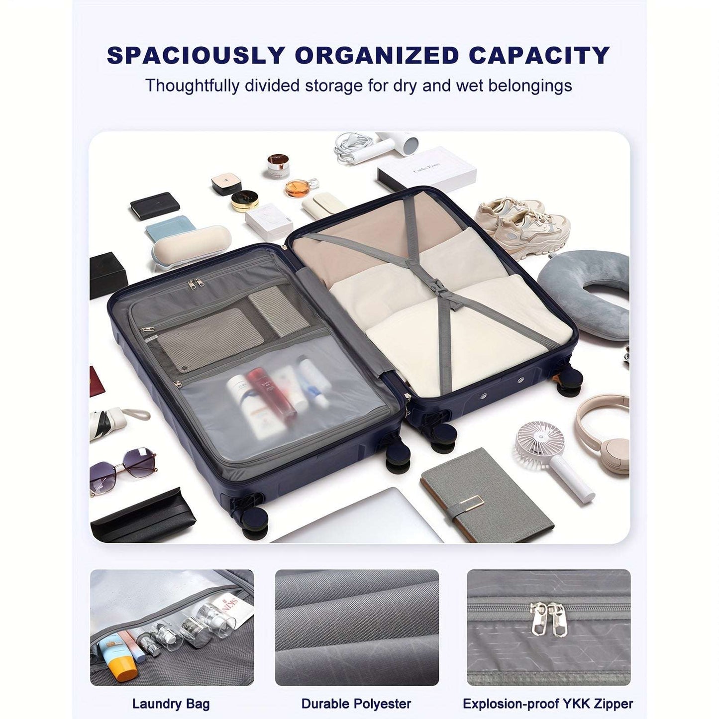 Somago 3 Pcs Luggage Sets with 6 Pcs Packing Cubes Hardside Lightweight 20"24"28" Suitcase Set TSA Lock YKK Zipper 212 Luggage Somago OK•PhotoFineArt