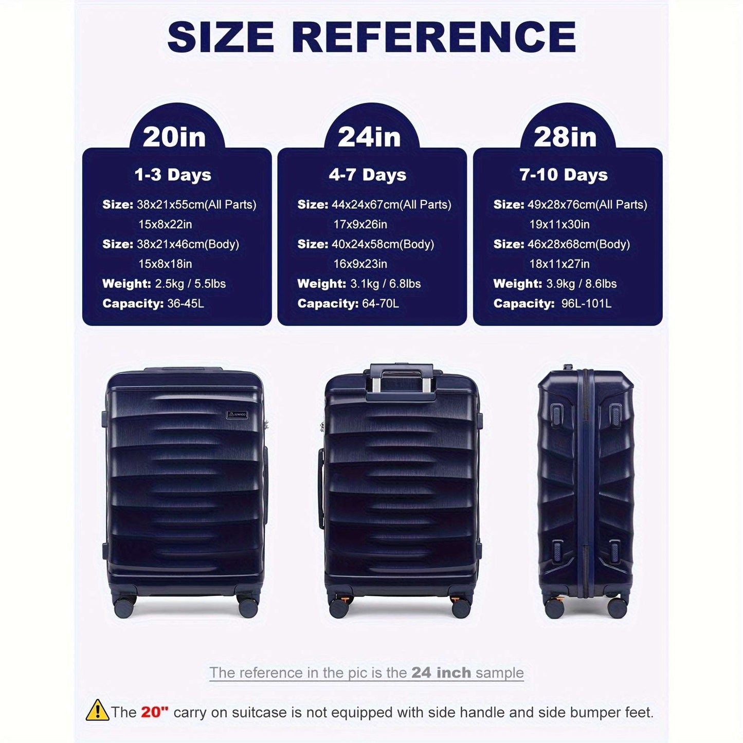 Somago 3 Pcs Luggage Sets with 6 Pcs Packing Cubes Hardside Lightweight 20"24"28" Suitcase Set TSA Lock YKK Zipper 212 Luggage Somago OK•PhotoFineArt