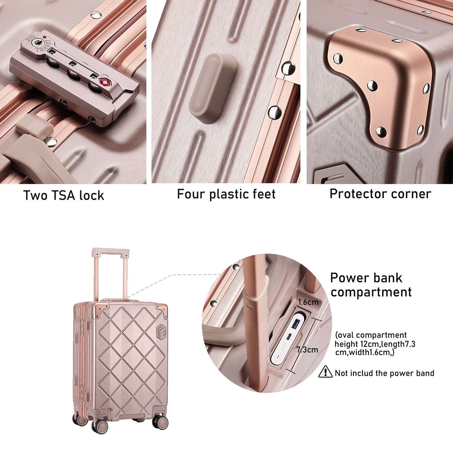 Somago Carry On Luggage with Spinner Wheels 20" Lightweight Suitcase Built in TSA Aluminum Frame 134 Luggage Somago OK•PhotoFineArt