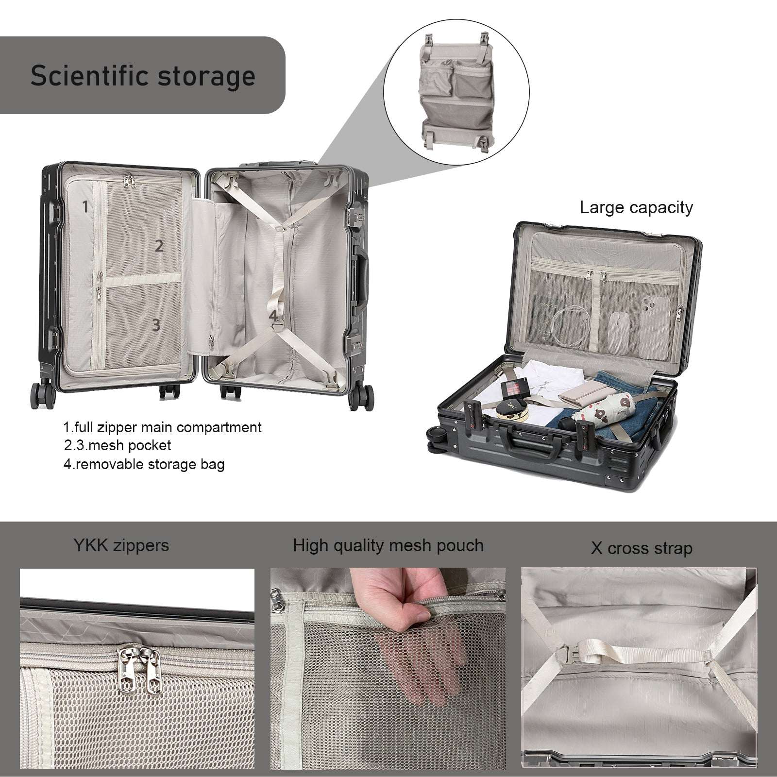 Somago Carry On Luggage with Spinner Wheels 20in Lightweight Suitcase Built in TSA Aluminum Frame 138 Luggage Somago OK•PhotoFineArt