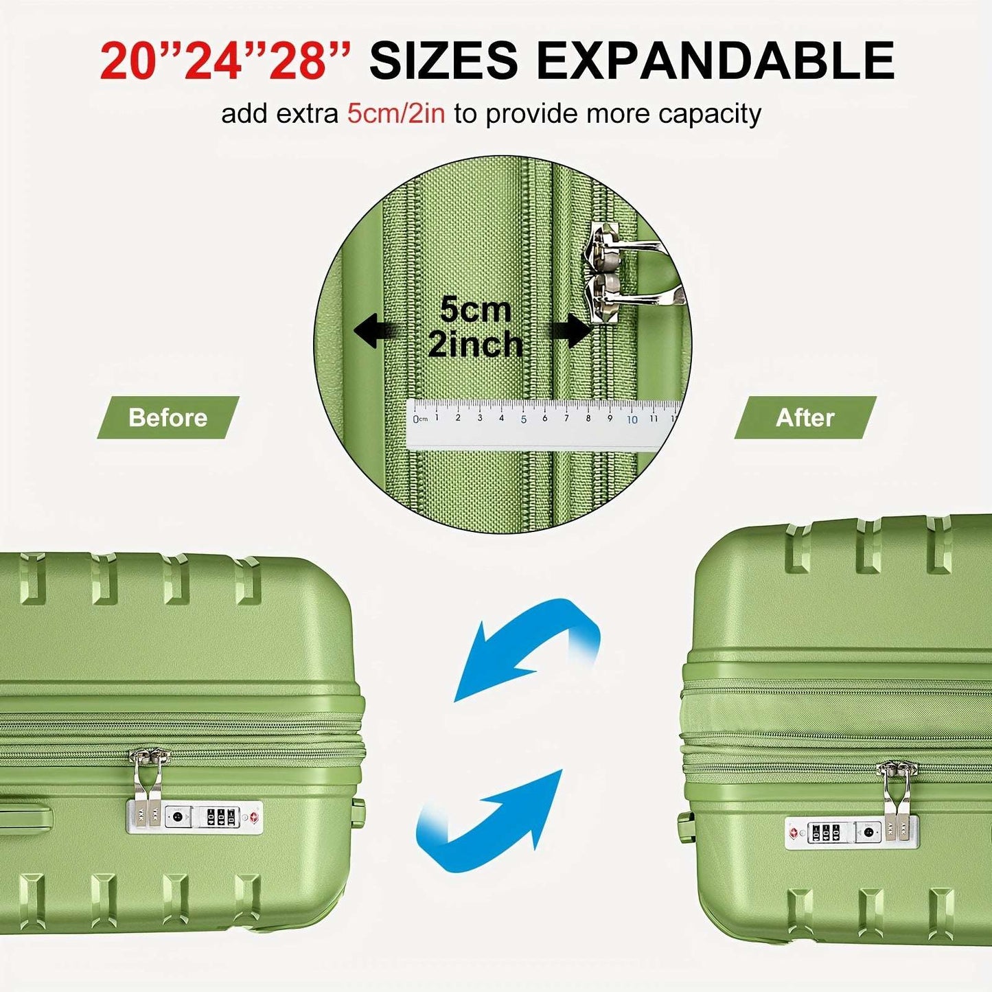 Somago Expandable Luggage Airline Approved 20" Lightweight Hardside Suitcase with YKK Zippers TSA Lock 40~46L 121 Luggage Somago OK•PhotoFineArt