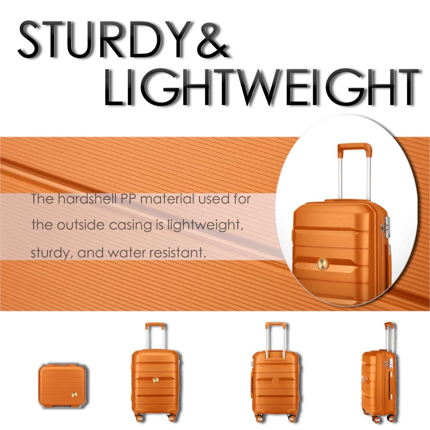 Somago Hardside Spinner Suitcase and 14" Mini Cosmetic Case with 6 Shoulder case, TSA Lock YKK Zipper (Sunset Gold) 126 Luggage Somago OK•PhotoFineArt
